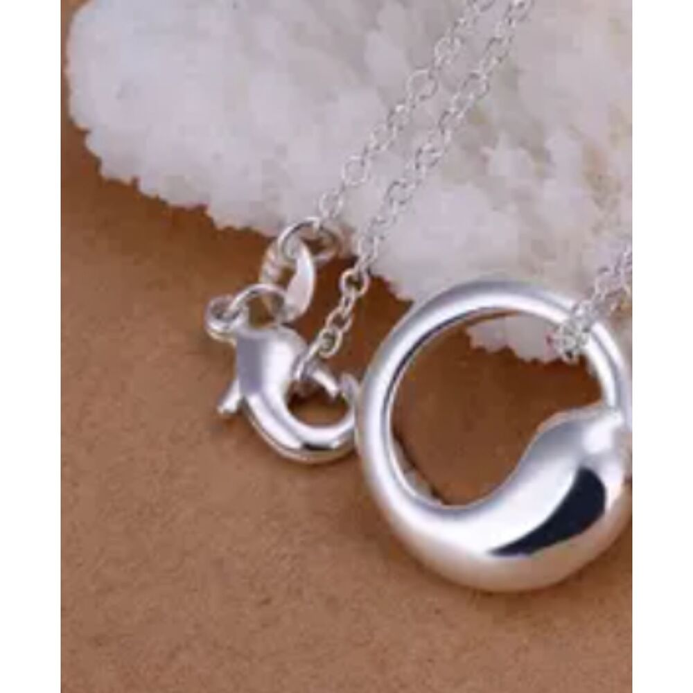 Eternal Circle Mini Pendant stamped .925 Sterling Silver Necklace Fine Chain